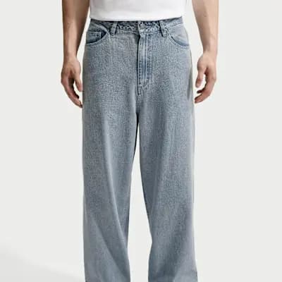 Nike Sportswear Men's Indigo Jeans Blue Denim/Black/Safety Orange [Blue Denim/Black/Safety Orange, Embroidered Swoosh logo, Hand pockets]