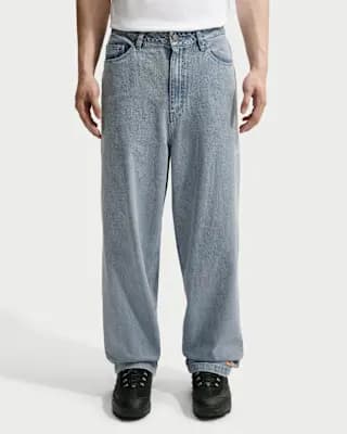 Nike Sportswear Men's Indigo Jeans Blue Denim/Black/Safety Orange [Blue Denim/Black/Safety Orange, Embroidered Swoosh logo, Hand pockets]