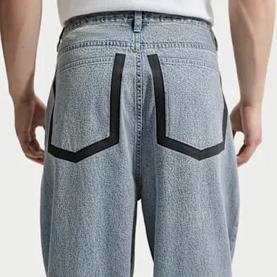Nike Sportswear Men's Indigo Jeans Blue Denim/Black/Safety Orange [Blue Denim/Black/Safety Orange, Embroidered Swoosh logo, Hand pockets]