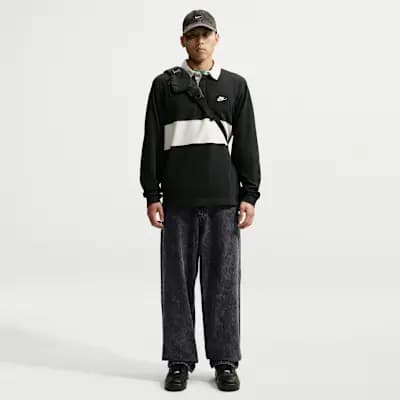 Nike Sportswear Men's Black Jeans Black/Safety Orange [Black/Safety Orange, Embroidered Swoosh logo, Hand pockets]