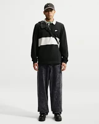 Nike Sportswear Men's Black Jeans Black/Safety Orange [Black/Safety Orange, Embroidered Swoosh logo, Hand pockets]