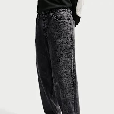 Nike Sportswear Men's Black Jeans Black/Safety Orange [Black/Safety Orange, Embroidered Swoosh logo, Hand pockets]