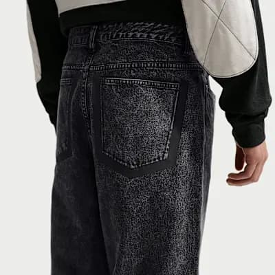 Nike Sportswear Men's Black Jeans Black/Safety Orange [Black/Safety Orange, Embroidered Swoosh logo, Hand pockets]