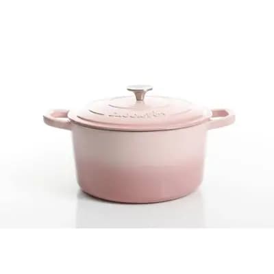 Crock-Pot Crock Pot Artisan 7qt Round Dutch Oven with Lid Pink: Cast Iron, Ergonomic Handle, Oven-Safe to 500Â°F, Hand Wash [7 Quart, Cast Iron, 17.4 Pounds]