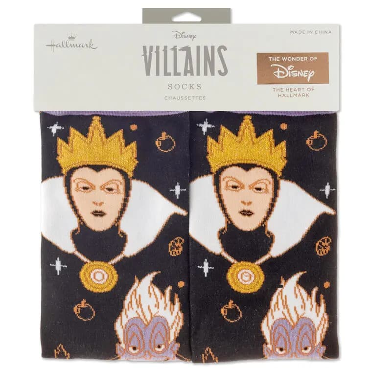Disney Villains Fierce and Fabulous Crew Socks [Disney Villains crew socks feature a, Fierce. Fabulous., Cotton, polyester, nylon, spandex, m, Machine wash cold with like colors.]