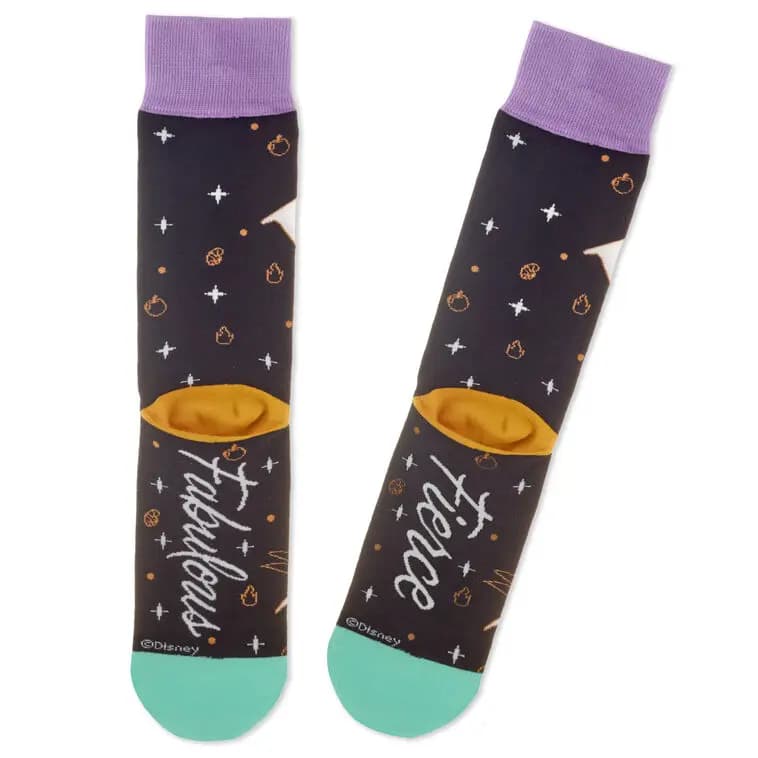 Disney Villains Fierce and Fabulous Crew Socks [Disney Villains crew socks feature a, Fierce. Fabulous., Cotton, polyester, nylon, spandex, m, Machine wash cold with like colors.]