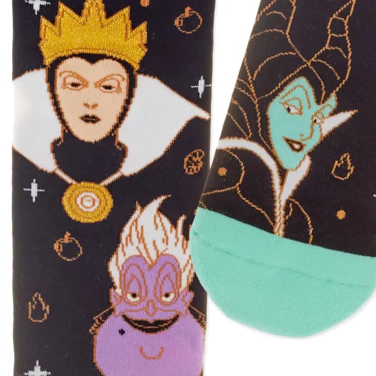 Disney Villains Fierce and Fabulous Crew Socks [Disney Villains crew socks feature a, Fierce. Fabulous., Cotton, polyester, nylon, spandex, m, Machine wash cold with like colors.]