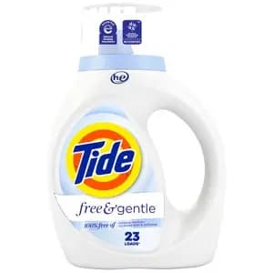 Tide Scented Free & Gentle Liquid Laundry Detergent 23 Loads - 31 fl oz [Scent Unscented, Health Facts Phosphate-Free, Bleach-Free, No Fragranc, Features Odor Control, Cold Water D