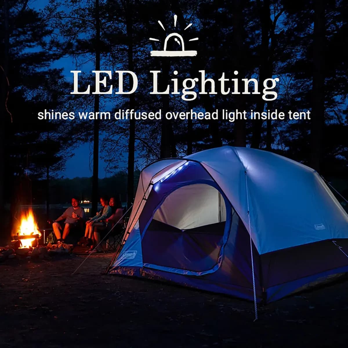 Coleman Coleman Skydome 4-Person Camping Tent with LED Lighting [No, 3, Camping]