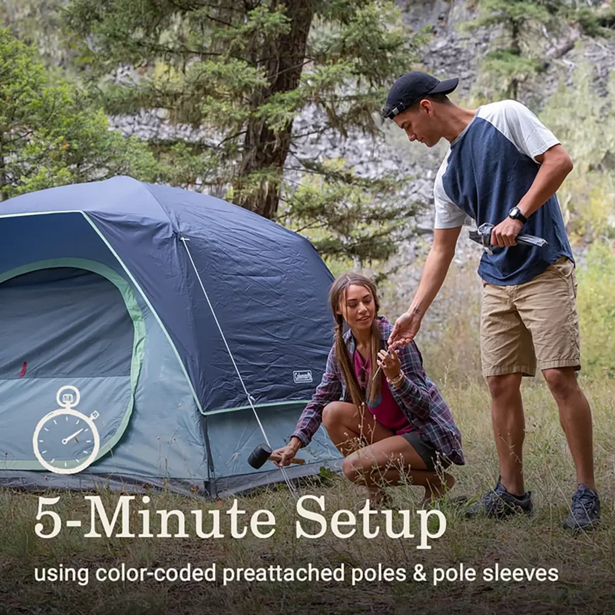 Coleman Coleman Skydome 4-Person Camping Tent with LED Lighting [No, 3, Camping]