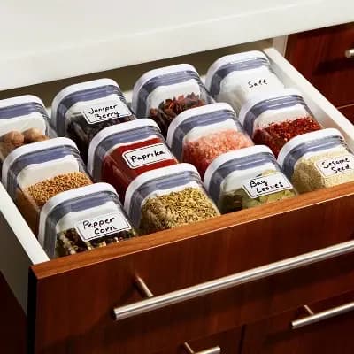 OXO POP 4pk Plastic Mini Square Food Storage Container Set White: Air Tight Seal, Dishwasher-Safe, 0.2L Capacity [Styrene Acrylonitrile, Dishwasher-Safe, 4 Containers With Lids]