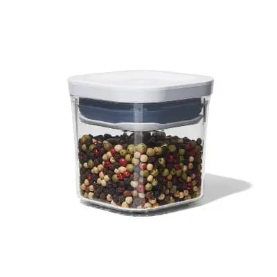 OXO POP 4pk Plastic Mini Square Food Storage Container Set White: Air Tight Seal, Dishwasher-Safe, 0.2L Capacity [Styrene Acrylonitrile, Dishwasher-Safe, 4 Containers With Lids]