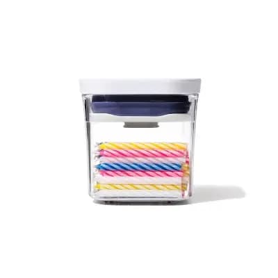 OXO POP 4pk Plastic Mini Square Food Storage Container Set White: Air Tight Seal, Dishwasher-Safe, 0.2L Capacity [Styrene Acrylonitrile, Dishwasher-Safe, 4 Containers With Lids]