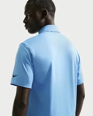 Nike Velocity Men's Dri-FIT Sleeve Logo Golf Polo University Blue/Black [University Blue/Black, 90% polyester/10% spandex, Embroidered Swoosh logo]