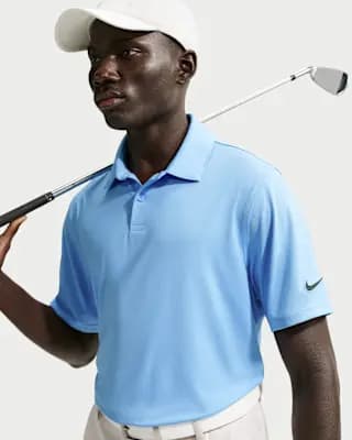 Nike Velocity Men's Dri-FIT Sleeve Logo Golf Polo University Blue/Black [University Blue/Black, 90% polyester/10% spandex, Embroidered Swoosh logo]