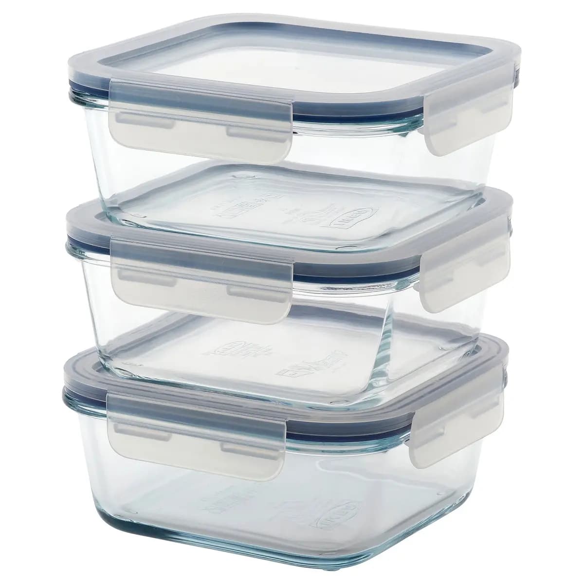 IKEA 365+ food container with lid, square/glass, 20 oz [Length 6 ", Width 6 ", Height 2 ¼ ", Volume 20 oz]