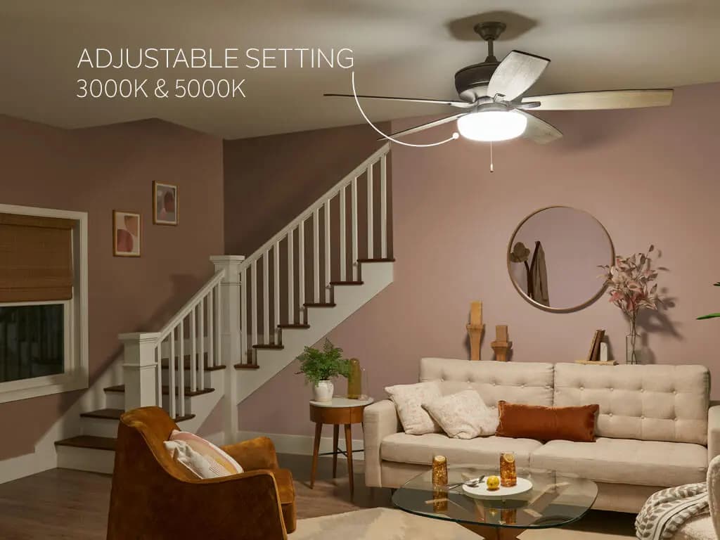 Kichler Fan Light Kit White (380980) [Attribute Selectable CCT, Attribute 2 Built-In Options, Attribute 3000K, 5000K]