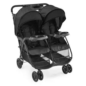 Kolcraft Cloud Premier Double Side by Side Stroller - Black: 5-Point Harness, Folds for Easy Transport, Steel Frame [Dimensions (Overall) 38 Inches (H) x 30 Inches (W) x 32 Inche, 