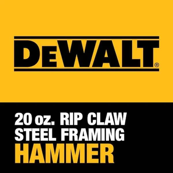 DEWALT 20 oz. Steel Rip Claw Nailing Hammer, DWHT51004 [Claw Type: Rip, Color Family: Yellow, Face Type: Smooth]
