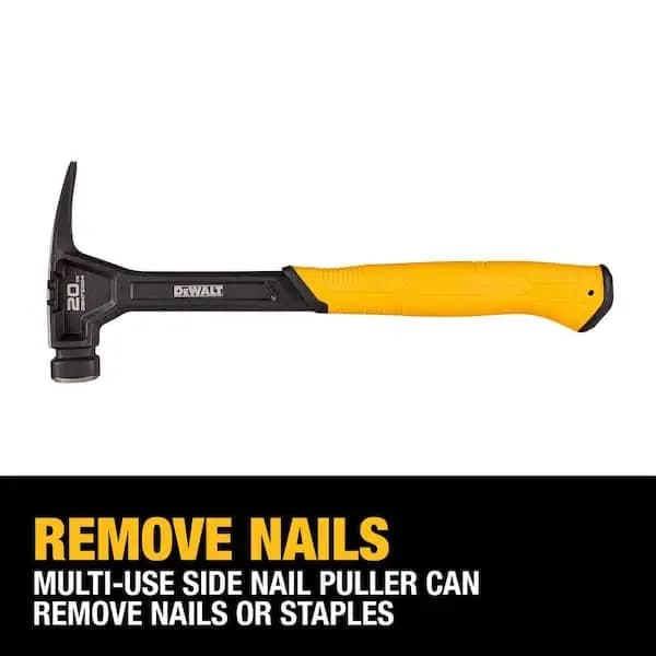 DEWALT 20 oz. Steel Rip Claw Nailing Hammer, DWHT51004 [Claw Type: Rip, Color Family: Yellow, Face Type: Smooth]