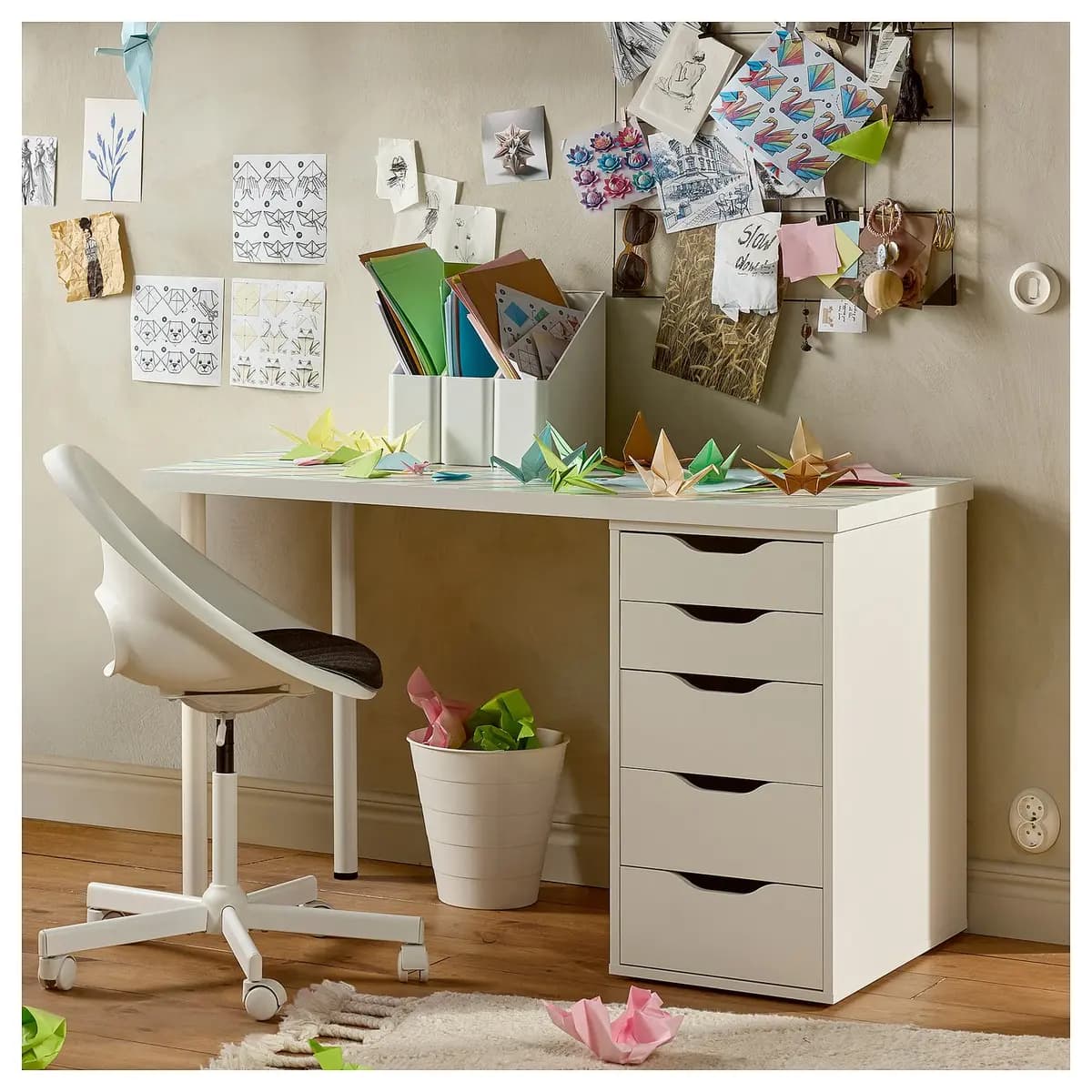 IKEA ALEX Drawer unit, white 14 1/8x27 1/2 " [Width 14 1/8 ", Depth 22 7/8 ", Height 27 1/2 "]