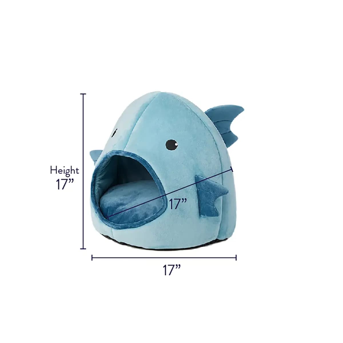 Whisker City® Blue Fish Character Hut Cat Bed 17Lx17W [Includes 1 Cat Hut, Color Blue, Black, White, Environment Indoors, Dimensions 17 in L x 17 in W x 17 in H (43.1 x 43.1]