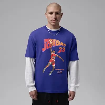 Jordan Brooklyn Men's Graphic T-Shirt Light Concord [Light Concord, Ribbed collar, 100% cotton]