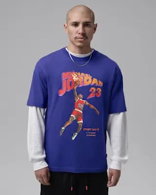 Jordan Brooklyn Men's Graphic T-Shirt Light Concord [Light Concord, Ribbed collar, 100% cotton]