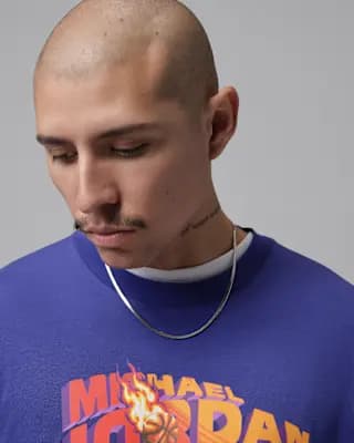 Jordan Brooklyn Men's Graphic T-Shirt Light Concord [Light Concord, Ribbed collar, 100% cotton]