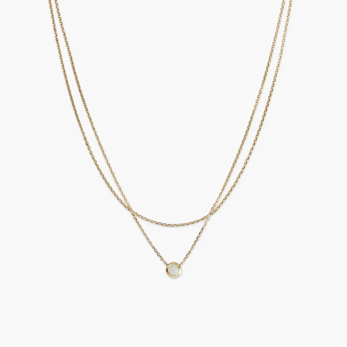 Mejuri Layered Opal Necklace 18k Gold Vermeil - Opal [18k Gold Vermeil - Opal, Length: 15 inches - 17 inches., Polish with a soft cloth]