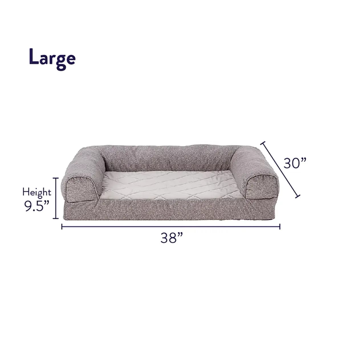 Top Paw® Orthopedic Couch Style Dog Bed, Large Dog Bed, Tan/Grey, 30Lx38W [Features Orthopedic couch-style bed, Includes 1 Dog Bed, Color Grey, Environment Indoors]
