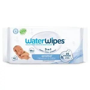 WaterWipes Sensitive Newborn & Baby Wipes, 99.9% Water, Unscented & Hypoallergenic - 60ct [Scent Unscented, Dimensions (Overall) 7 Inches (L), 6.6 Inches (W), Health Facts Paraben-