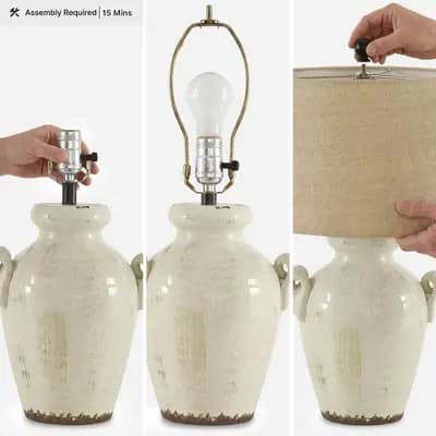 Signature Design by Ashley Emelda Ceramic Table Lamp Cream - Signature Design by Ashley: Glazed Finish, 3-Way Switch, UL Listed [8 Feet, Ceramic, 10.5 Inches (H)]