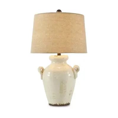 Signature Design by Ashley Emelda Ceramic Table Lamp Cream - Signature Design by Ashley: Glazed Finish, 3-Way Switch, UL Listed [8 Feet, Ceramic, 10.5 Inches (H)]