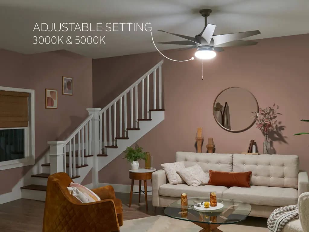 Kichler Fan Light Kit White (380961) [Attribute Selectable CCT, Attribute 2 Built-In Options, Attribute 3000K, 5000K]