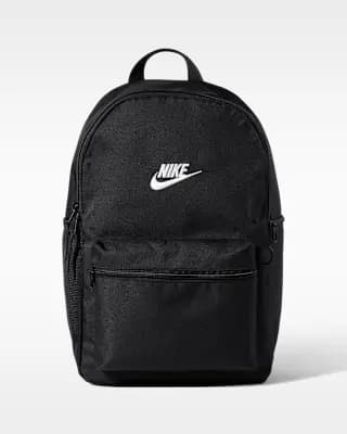 Nike Heritage Backpack 2.0 (23L) Black/Black/White [Body: 100% polyester. Lining: 100% polyester., Spot clean, ONE SIZE]