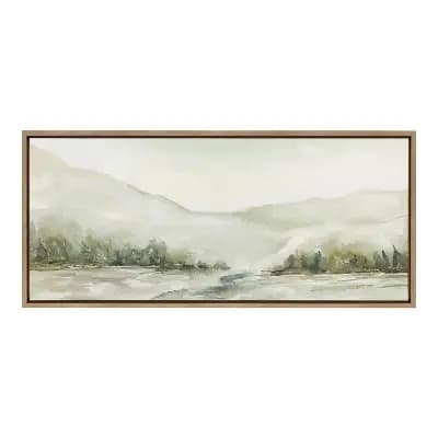 Kate & Laurel All Things Decor 18"x40" Sylvie Winter Landscape 6 Framed Canvas Wall Art by Annie Quigley Gold Nature Holiday Snow [Canvas, Earth Tones, Gold]