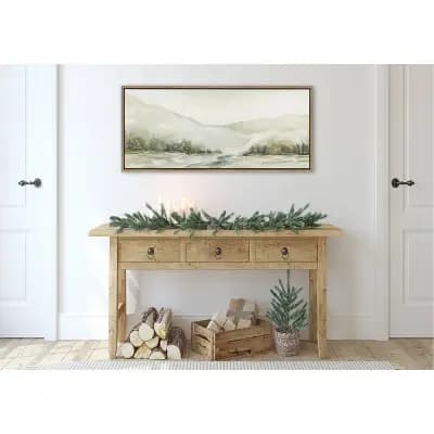 Kate & Laurel All Things Decor 18"x40" Sylvie Winter Landscape 6 Framed Canvas Wall Art by Annie Quigley Gold Nature Holiday Snow [Canvas, Earth Tones, Gold]