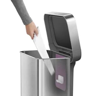 simplehuman 45L Kitchen Step Trash Can with Liner Pocket Stainless Steel with Fingerprint Proof Finish, Gray Plastic Soft Close Lid [Stainless Steel, 11.9 Gallon, 17.8 Pounds]