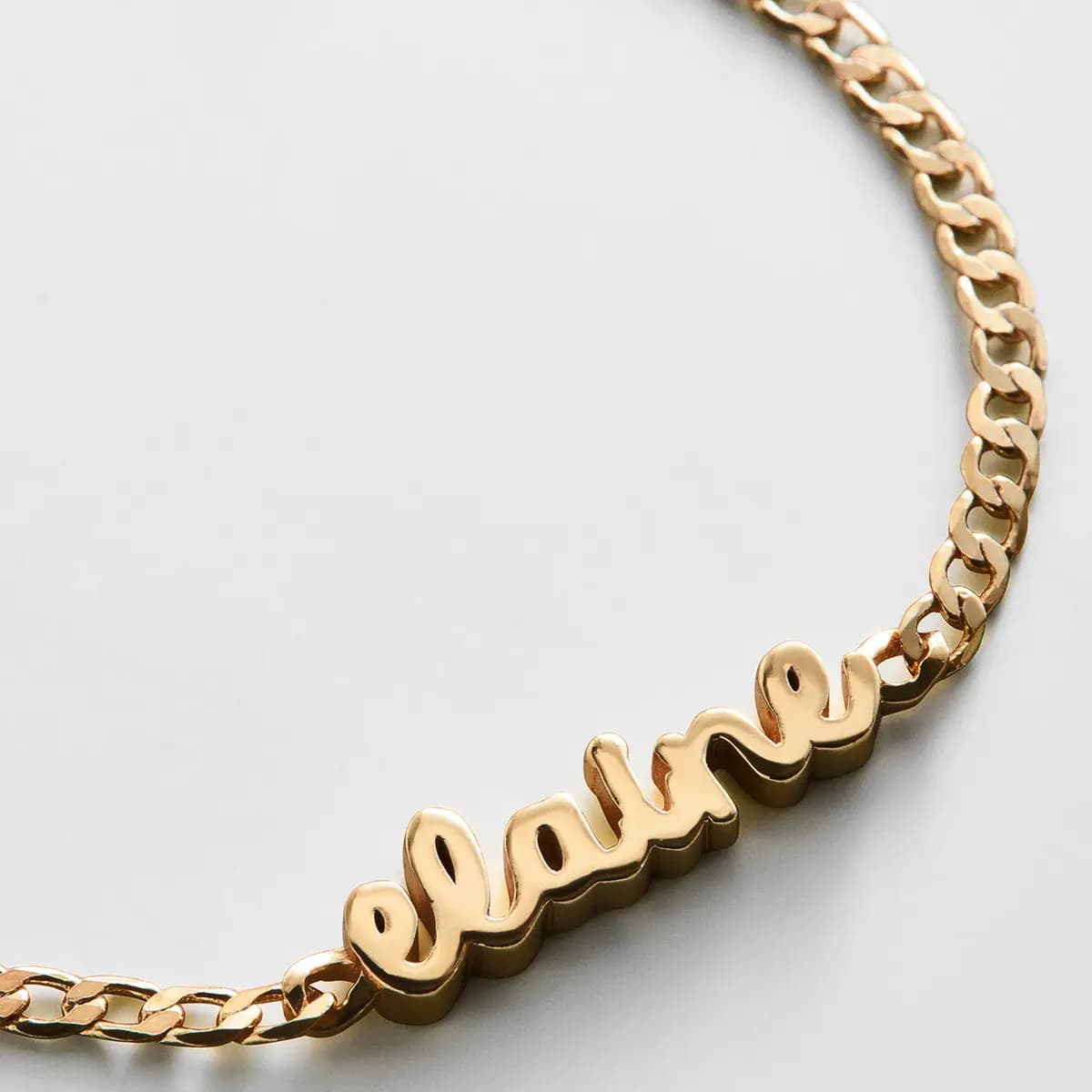 BaubleBar Curb Chain Custom Bracelet - Gold Script [Set on a smooth curb chain, Customize with up to 10 letters in the fon, Available in glossy gold or sleek silver,]