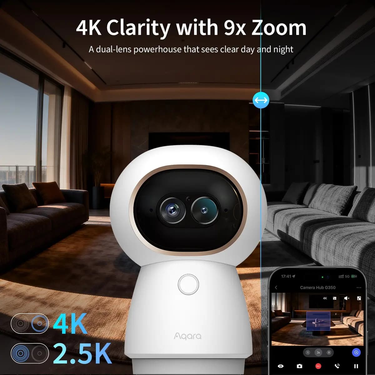Aqara Camera Hub G350 [4K Ultra HD dual-lens, 9X, 133 degrees]