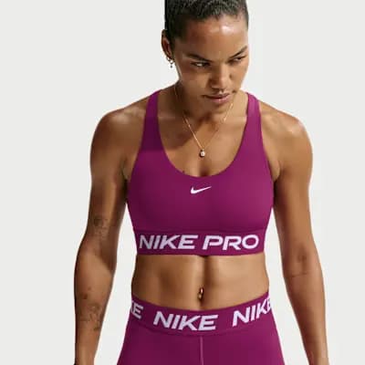 Nike Pro 365 Women's Light-Support Non-Padded Sports Bra True Berry/White [True Berry/White, Machine Wash, Imported]