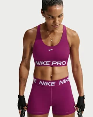 Nike Pro 365 Women's Light-Support Non-Padded Sports Bra True Berry/White [True Berry/White, Machine Wash, Imported]