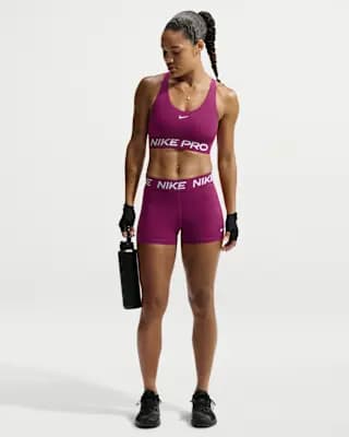 Nike Pro 365 Women's Light-Support Non-Padded Sports Bra True Berry/White [True Berry/White, Machine Wash, Imported]
