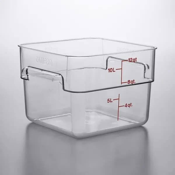 Cambro 12SFSCW135 12 Qt. Square Food Storage Container [Length 11 1/4 Inches, Width 12 1/4 Inches, Height 8 1/4 Inches, Capacity 12 qt.]