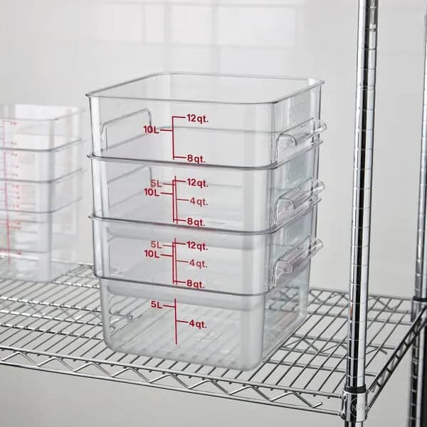 Cambro 12SFSCW135 12 Qt. Square Food Storage Container [Length 11 1/4 Inches, Width 12 1/4 Inches, Height 8 1/4 Inches, Capacity 12 qt.]