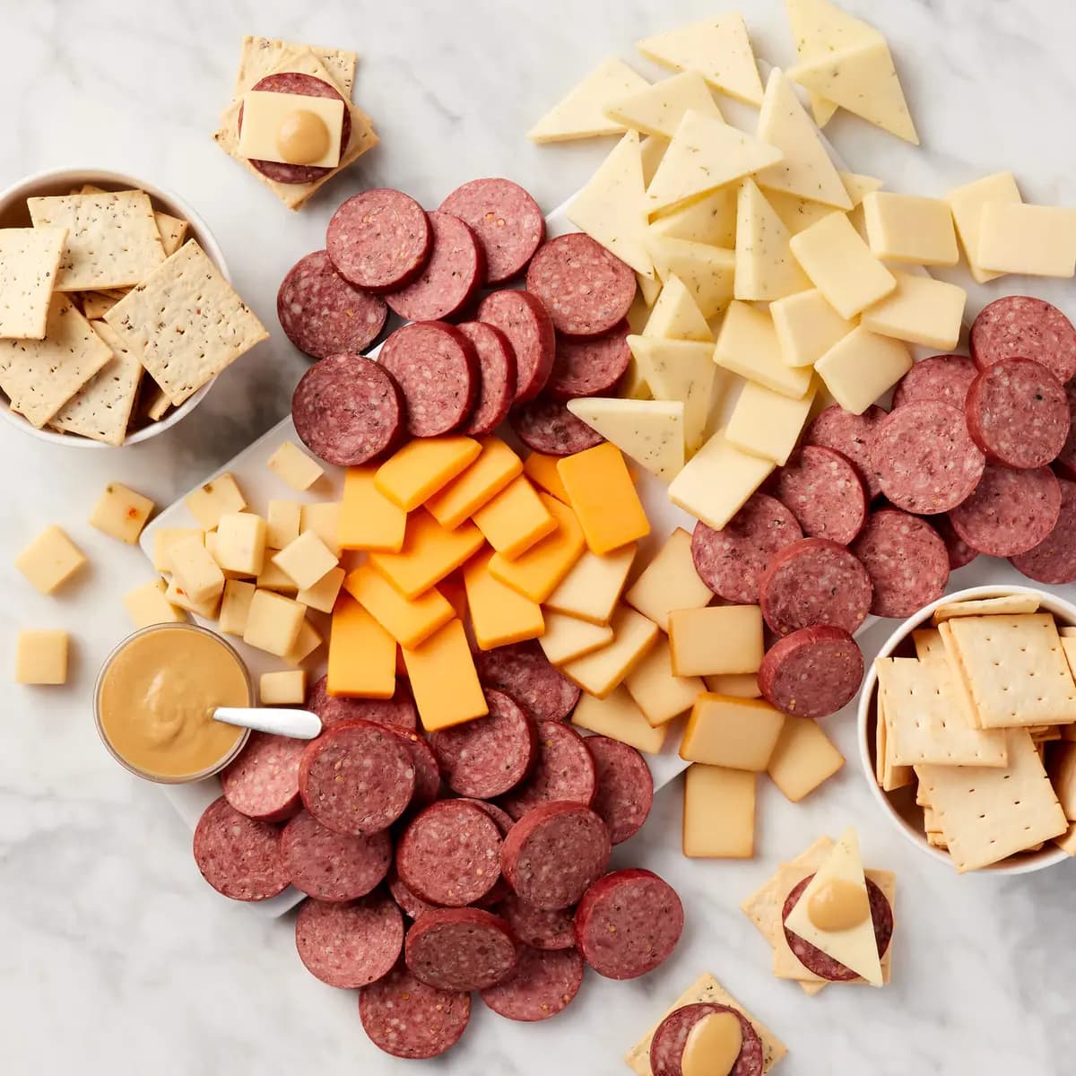 All-Time Favorites Gift Box [(6) 7 oz Signature Beef Summer Sausages, 7 oz Three Cheese & Onion Blend, 4 oz Sharp Cheddar Blend]