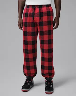 Jordan Brooklyn Men's Brushed Fleece Cuffed Pants Gym Red/Sail [Body: 73% cotton/27% polyester. Pockets: 100% cotton., Machine wash, XS-3XL]