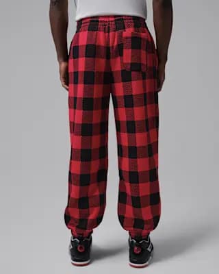 Jordan Brooklyn Men's Brushed Fleece Cuffed Pants Gym Red/Sail [Body: 73% cotton/27% polyester. Pockets: 100% cotton., Machine wash, XS-3XL]