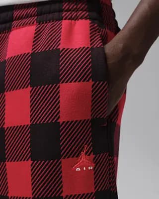 Jordan Brooklyn Men's Brushed Fleece Cuffed Pants Gym Red/Sail [Body: 73% cotton/27% polyester. Pockets: 100% cotton., Machine wash, XS-3XL]